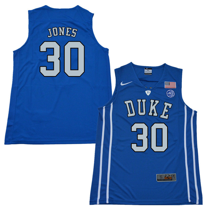 Duke Blue Devils #30 Dahntay Jones College Basketball Jerseys Sale-Blue